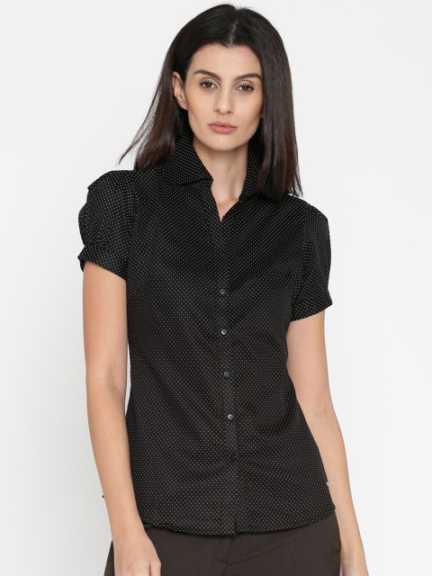 

Park Avenue Woman Black Regular Fit Printed Formal Shirt