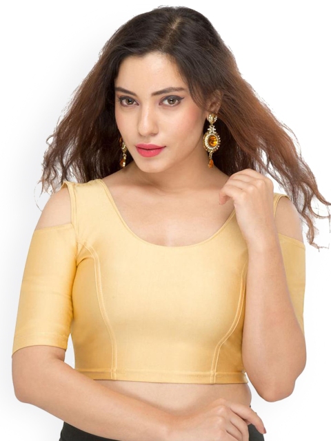 

SALWAR STUDIO Women Gold-Coloured Solid Readymade Saree Blouse