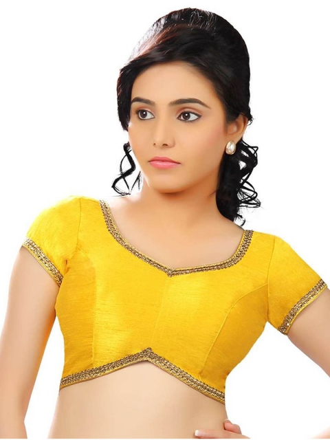 

SALWAR STUDIO Women Yellow Solid Readymade Saree Blouse
