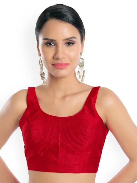 

SALWAR STUDIO Women Red Solid Readymade Saree Blouse