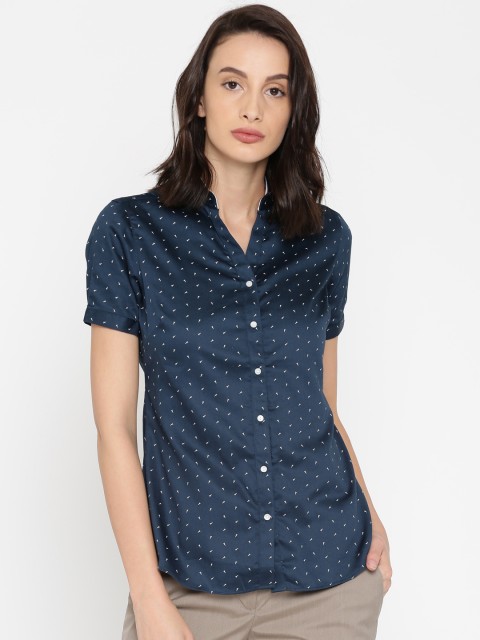 

Park Avenue Woman Blue Regular Fit Printed Formal Shirt