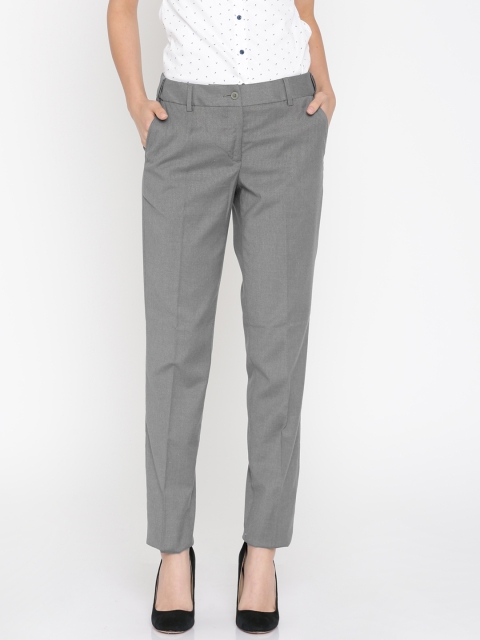 

Park Avenue Woman Grey Straight Fit Solid Formal Trousers