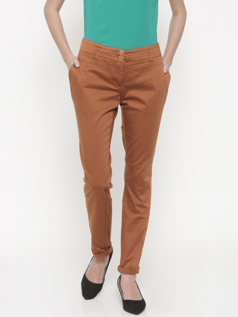 

Park Avenue Women Brown Tapered Fit Solid Regular Trousers