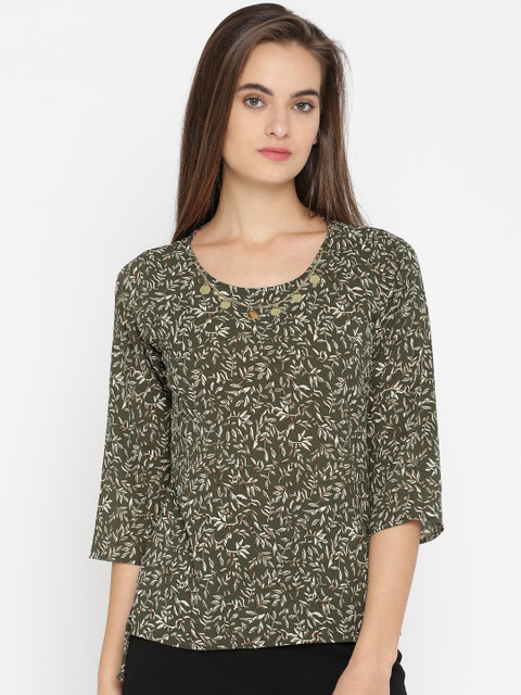 

Park Avenue Woman Green Printed High-Low Top