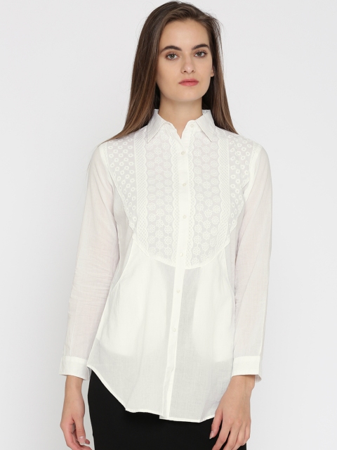 

Park Avenue Woman White Regular Fit Self-Design Casual Shirt