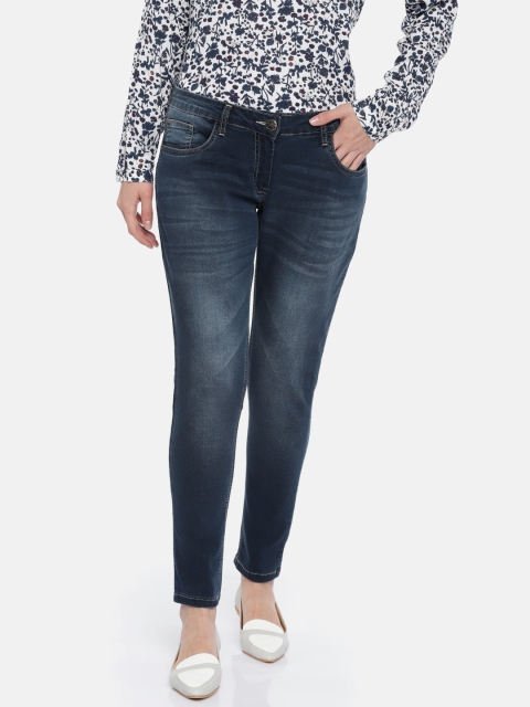 

Park Avenue Woman Blue Slim Fit Mid-Rise Clean Look Stretchable Cropped Jeans