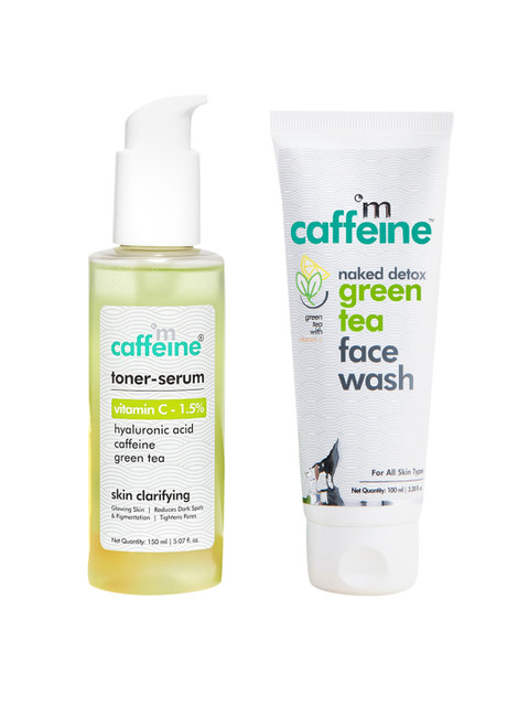 

MCaffeine Set of Vitamin C Green Tea Face Wash 100ml+Vitamin C Green Tea Toner Serum 150ml, White