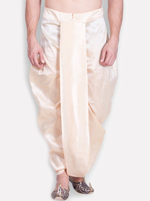 

ROYAL KURTA Men Gold-Colored Silk Solid Dhotis