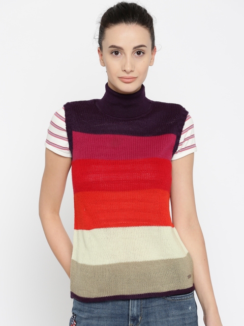 

Pepe Jeans Women Multicoloured Striped Sweater Vest, Multi