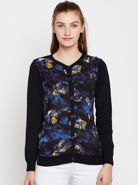 

Pepe Jeans Women Black & Blue Printed Cardigan
