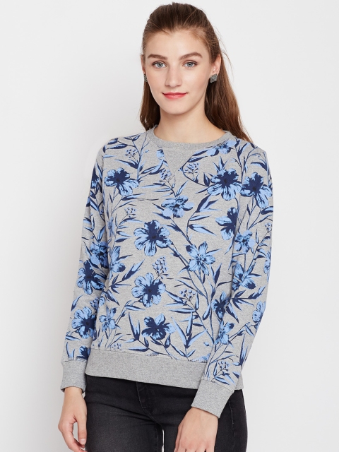 

Pepe Jeans Women Grey Melange & Blue Printed Sweatshirt