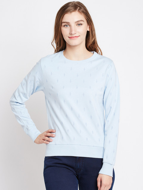 

Pepe Jeans Women Blue Self-Design Sweatshirt