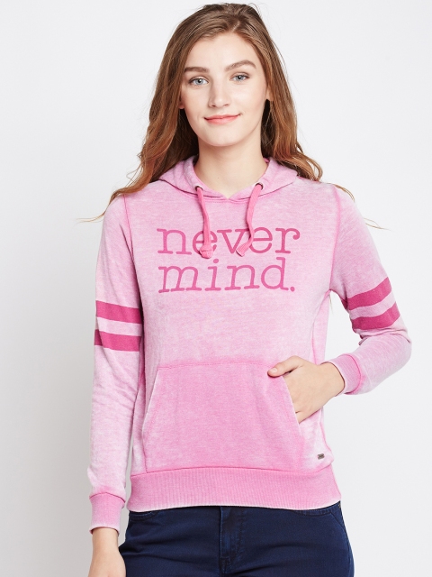 

Pepe Jeans Women Pink Printed Hooded Sweatshirt