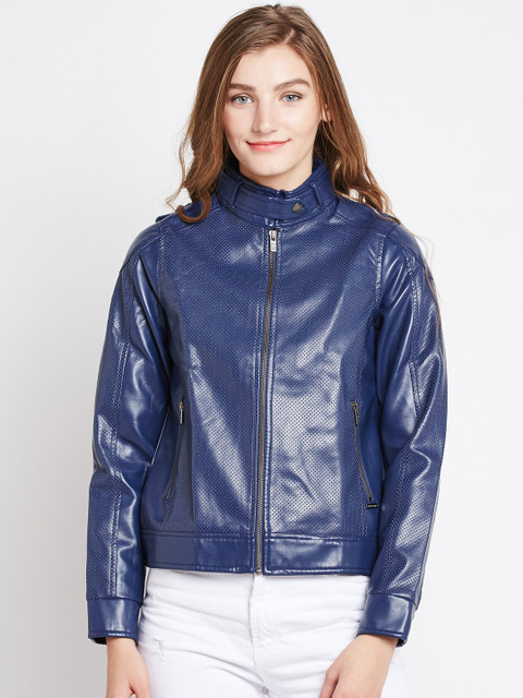 

Pepe Jeans Women Blue Solid Biker Jacket