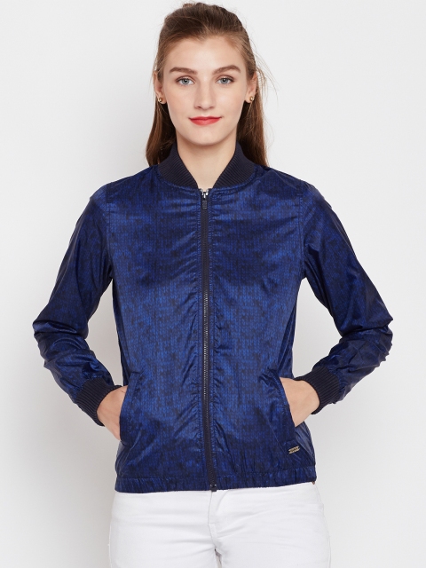 

Pepe Jeans Women Blue Printed Bomber Jacket