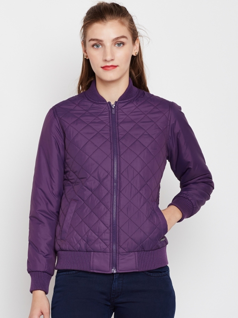 

Pepe Jeans Women Purple Solid Quilted Jacket