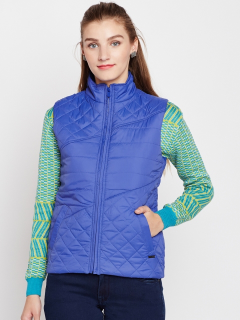 

Pepe Jeans Women Blue Solid Sleeveless Quilted Jacket