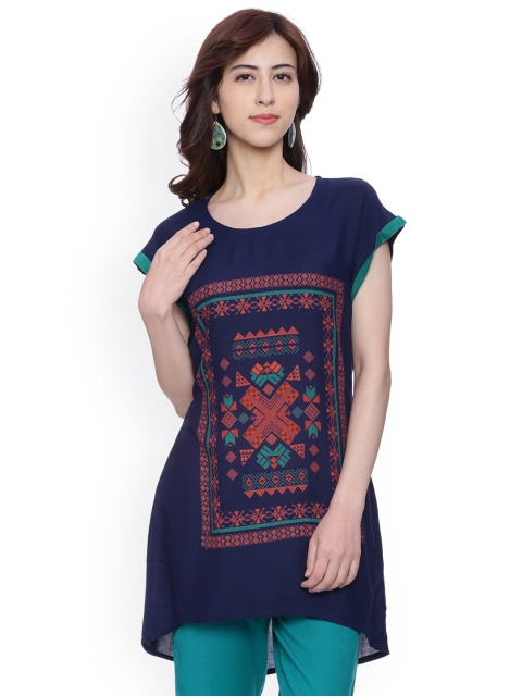 

Avaana Navy Printed Kurti, Navy blue