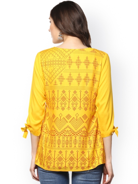 

Evam Yellow Printed Back Kurti