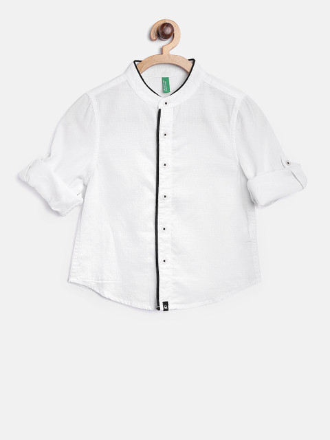 

United Colors of Benetton Boys White Solid Casual Shirt