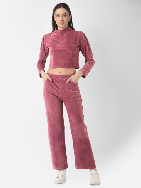 

FNOCKS Women Pink Top with Trousers Co-Ords Set