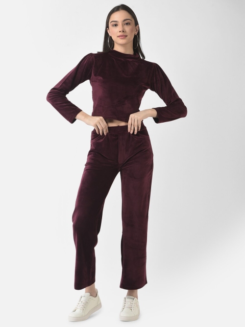 

FNOCKS Women Violet Top with Palazzo Co-Ords Set