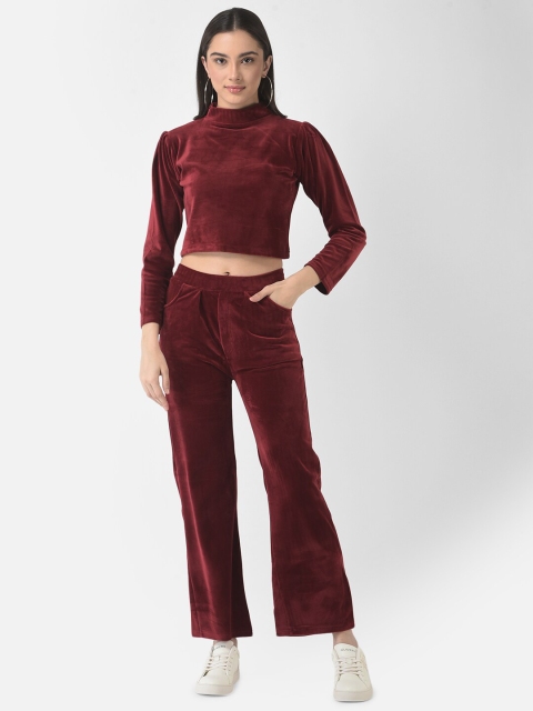

FNOCKS Women Maroon Top with Palazzo Co-Ords Set