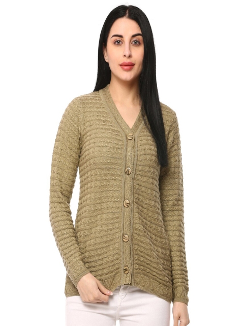 

GLAMAZE Women Beige Cable Knit Cardigan