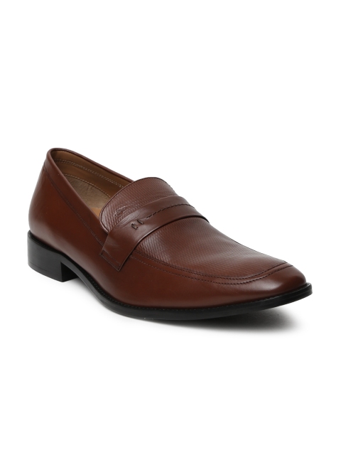 

Arrow Men Tan Brown Gabino Leather Formal Slip-Ons