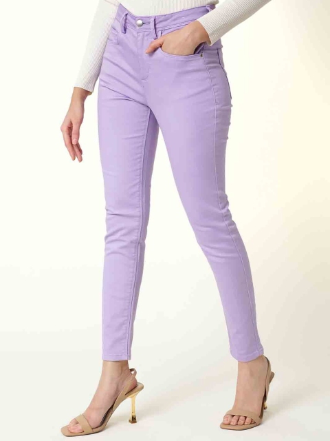 

RAREISM Women Purple Slim Fit Slash Knee Jeans