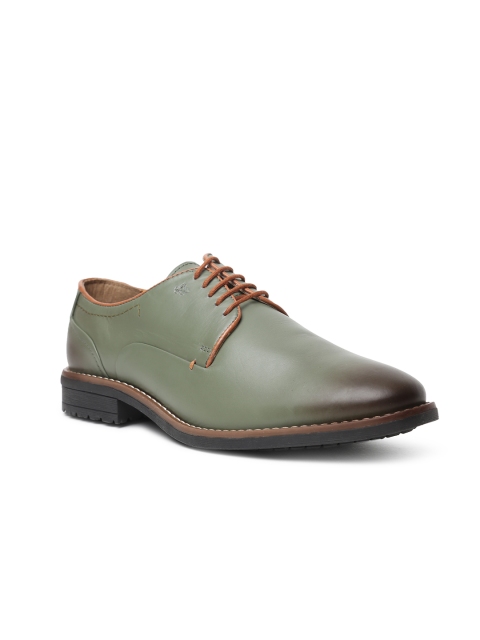 

Arrow Men Olive Green Toby Leather Oxford Shoes