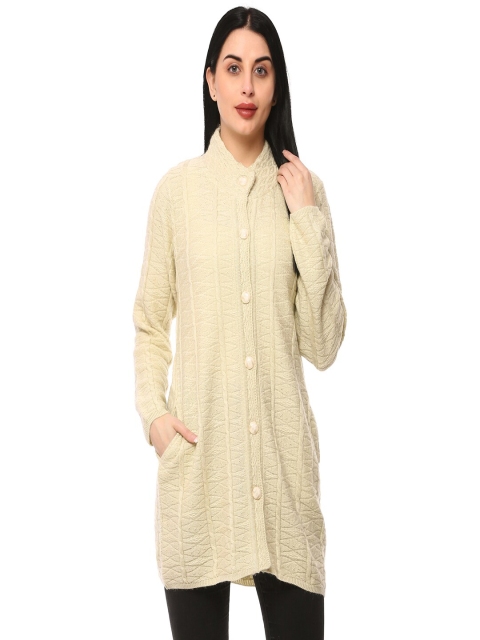 

GLAMAZE Women Beige Longline Cardigan