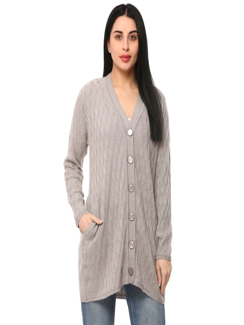 

GLAMAZE Women Grey Longline Cardigan