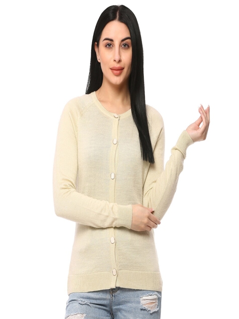 

GLAMAZE Women Beige Solid Cardigan