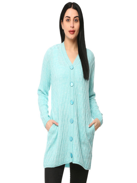 

GLAMAZE Women Blue Longline Cardigan