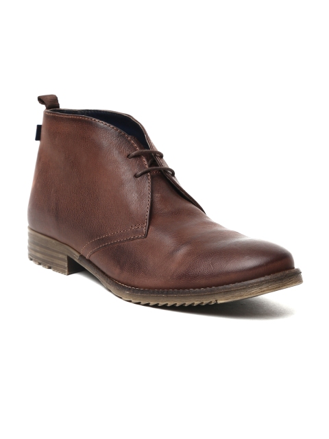 

Arrow Men Brown Solid Leather Gustav Mid-Top Flat Boots