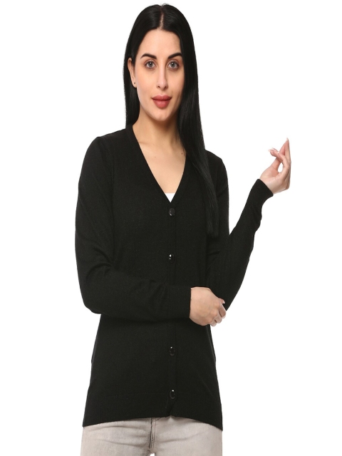 

GLAMAZE Women Black Solid Cardigan