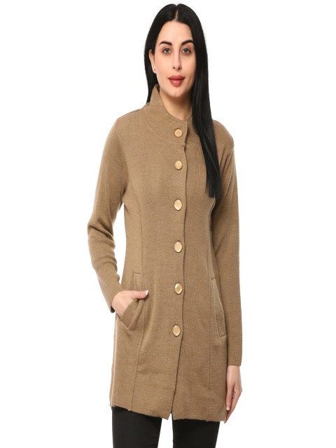 

GLAMAZE Women Brown Solid Longline Cardigan