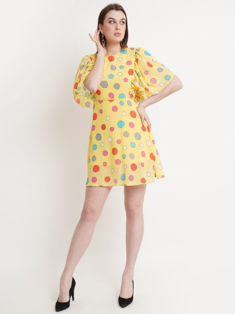 

DODO & MOA Red & Yellow Floral Georgette Dress