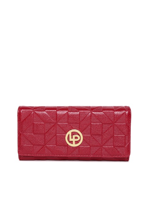 

Lino Perros Women Red Textured Three Fold Wallet