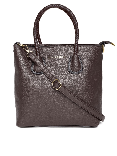 

Lino Perros Brown Solid Handheld Bag with Sling Strap