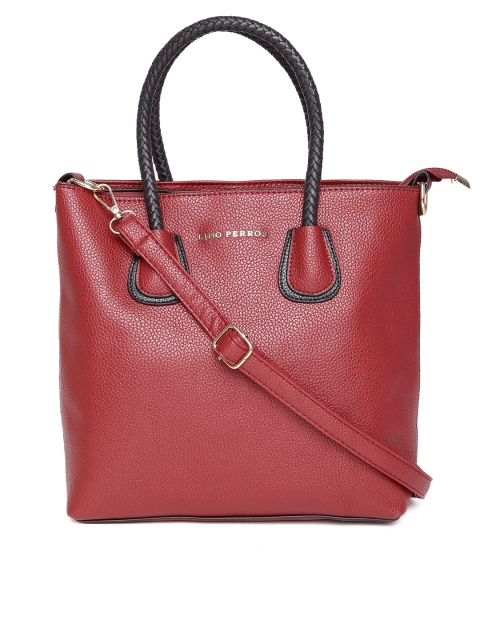 

Lino Perros Red Solid Handheld Bag with Sling Strap