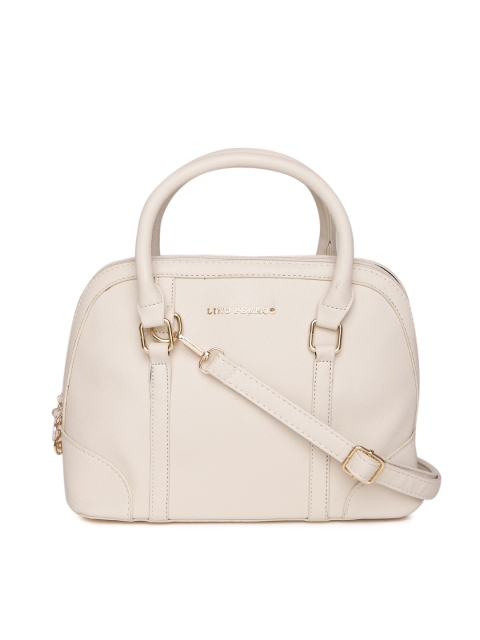 

Lino Perros Cream-Coloured Solid Handheld Bag with Sling Strap