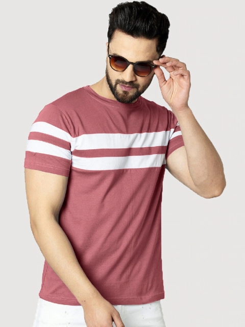 

Rodzen Men Rose Striped Pure Cotton T-shirt