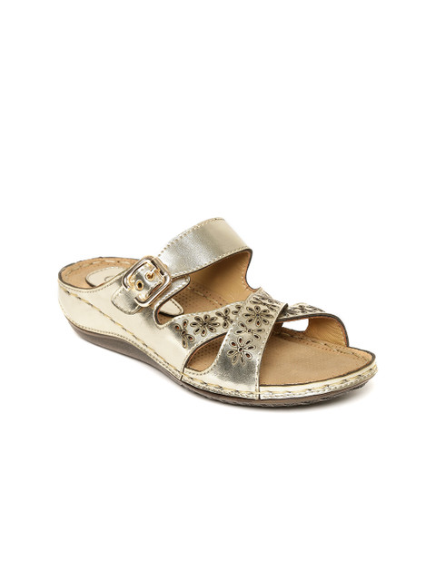

Catwalk Women Gold-Toned Sandals with Laser Cuts