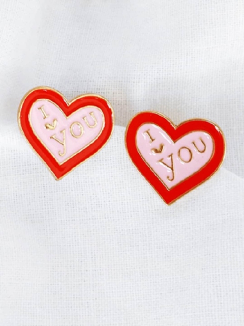 

OOMPH Pink Heart Shaped Studs Earrings