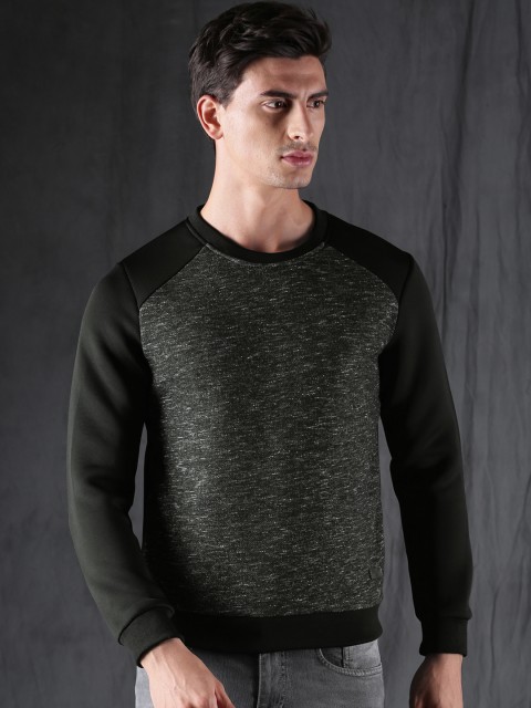

WROGN Men Charcoal Grey Solid Sweatshirt