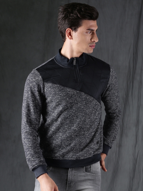 

WROGN Men Blue Self Design Sweatshirt