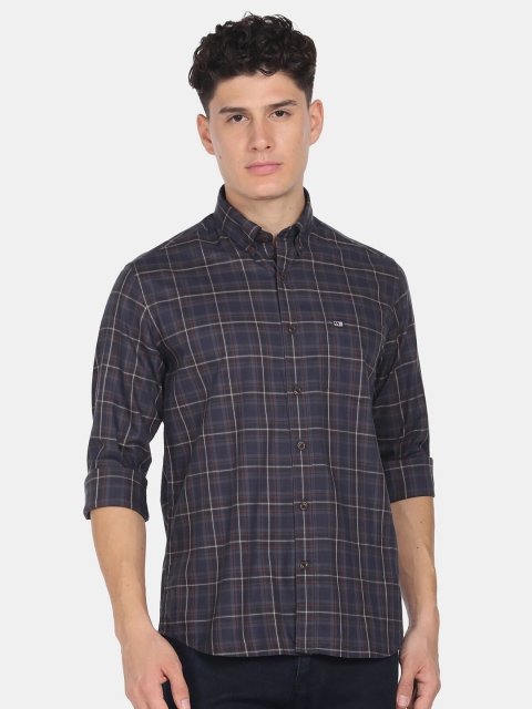

Arrow Sport Men Navy Blue Checked Cotton Casual Shirt
