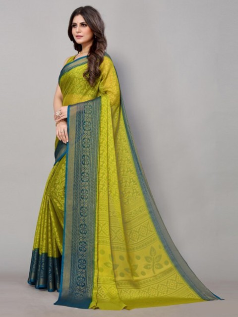 

Yashika Teal & Green Floral Printed Saree with Blouse Piece